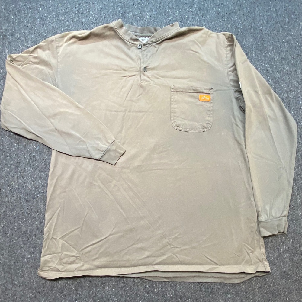 Titicaca FR Shirt 2XL XXL Men Tan Flame Resistant CAT2 Henley Long Sleeve Pocket